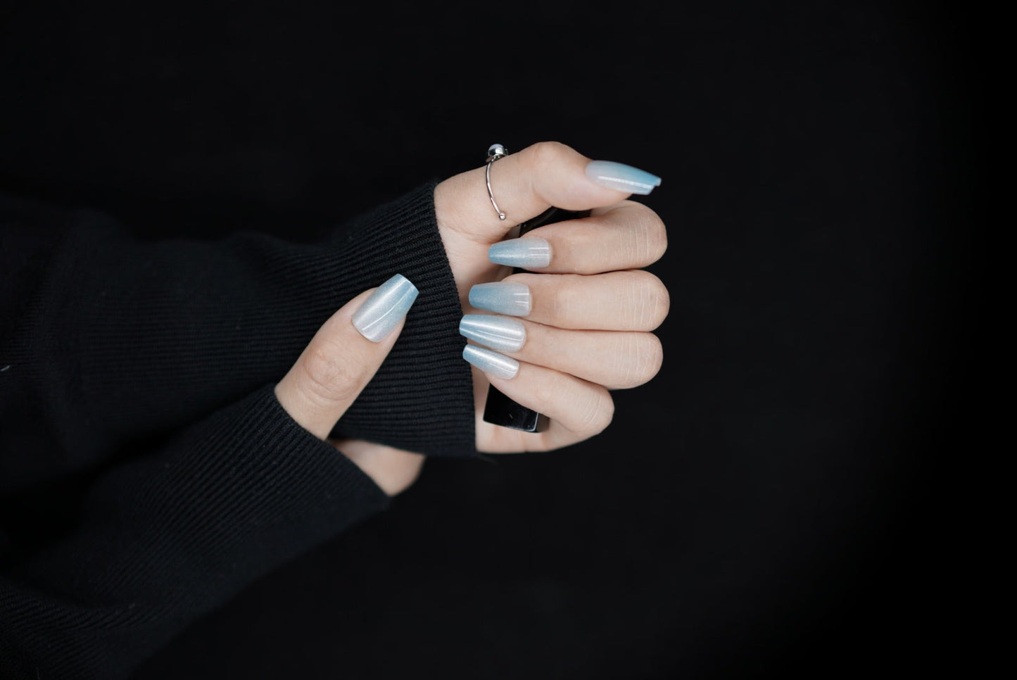 Subtle Blue Elegance with Cat-Eye Effect