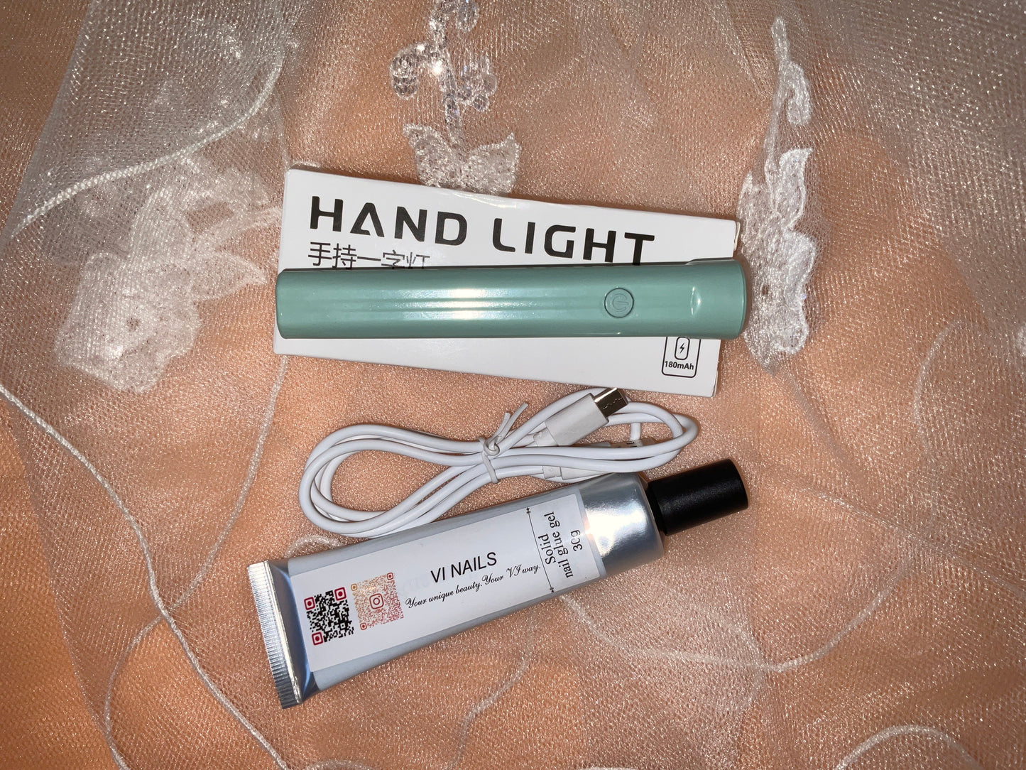 Solid Nail Glue Gel (30g) with Hand Light Set