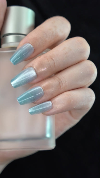 Subtle Blue Elegance with Cat-Eye Effect